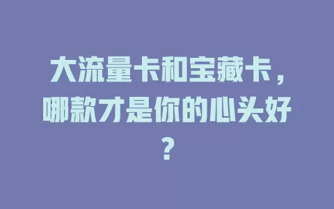 大流量卡和宝藏卡，哪款才是你的心头好？