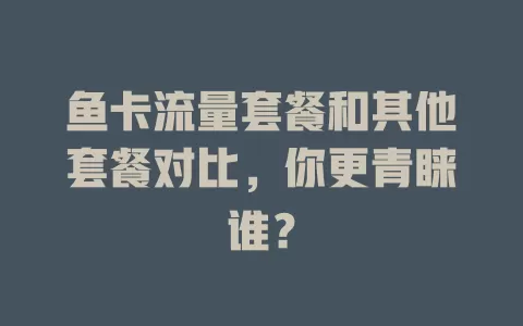 鱼卡流量套餐和其他套餐对比，你更青睐谁？