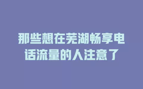 那些想在芜湖畅享电话流量的人注意了