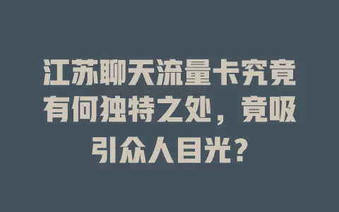 江苏聊天流量卡究竟有何独特之处，竟吸引众人目光？