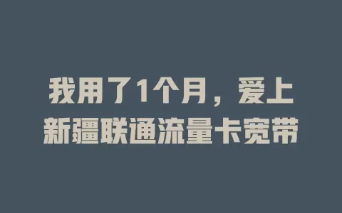 我用了1个月，爱上新疆联通流量卡宽带