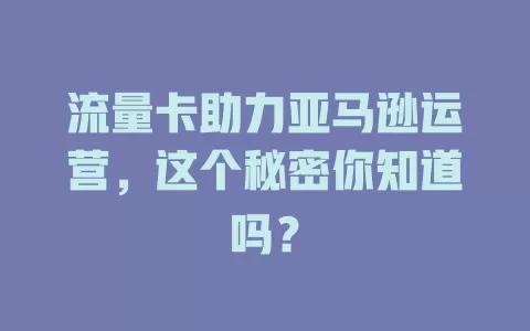 流量卡助力亚马逊运营，这个秘密你知道吗？
