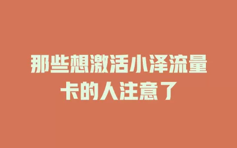 那些想激活小泽流量卡的人注意了