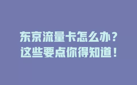 东京流量卡怎么办？这些要点你得知道！