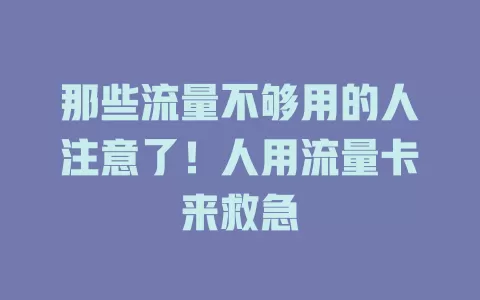 那些流量不够用的人注意了！人用流量卡来救急