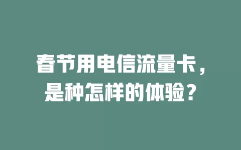 春节用电信流量卡，是种怎样的体验？