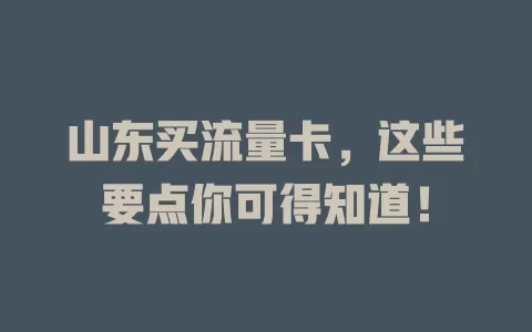 山东买流量卡，这些要点你可得知道！