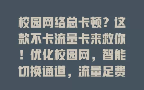 校园网络总卡顿？这款不卡流量卡来救你！优化校园网，智能切换通道，流量足费用低，信号覆盖广，让学习娱乐更顺畅