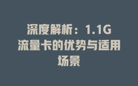 深度解析：1.1G流量卡的优势与适用场景
