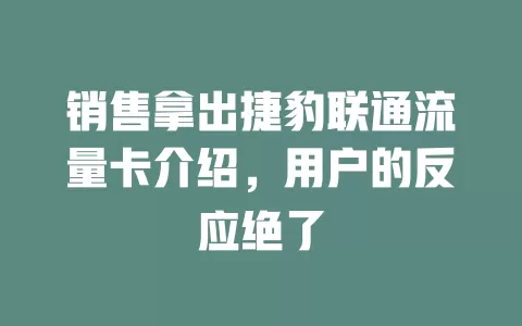 销售拿出捷豹联通流量卡介绍，用户的反应绝了