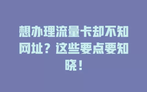 想办理流量卡却不知网址？这些要点要知晓！