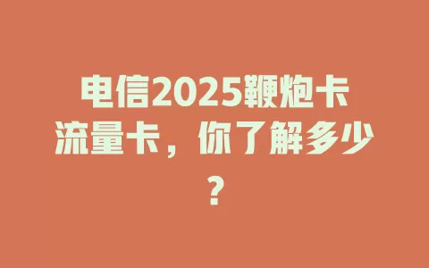 电信2025鞭炮卡流量卡，你了解多少？