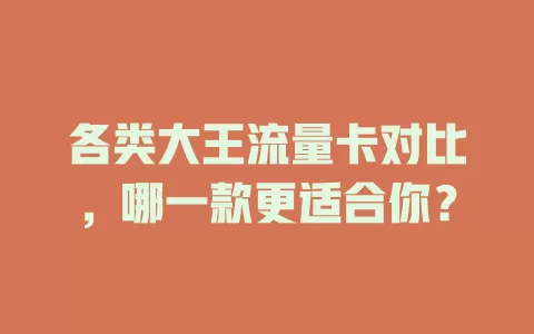 各类大王流量卡对比，哪一款更适合你？