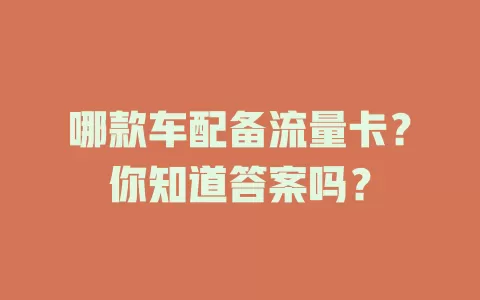 哪款车配备流量卡？你知道答案吗？