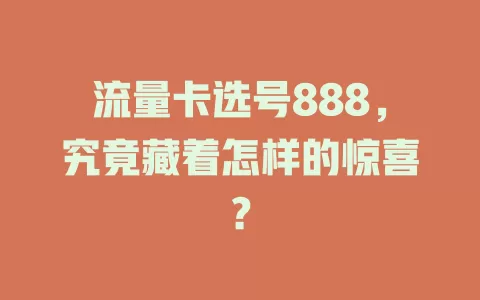 流量卡选号888，究竟藏着怎样的惊喜？