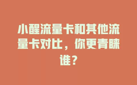 小醒流量卡和其他流量卡对比，你更青睐谁？