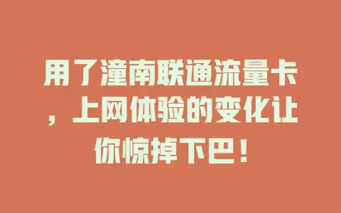 用了潼南联通流量卡，上网体验的变化让你惊掉下巴！