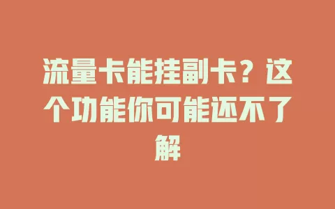 流量卡能挂副卡？这个功能你可能还不了解