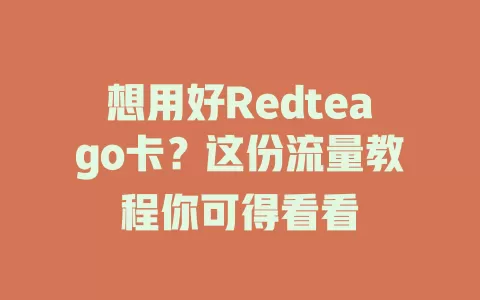想用好Redteago卡？这份流量教程你可得看看