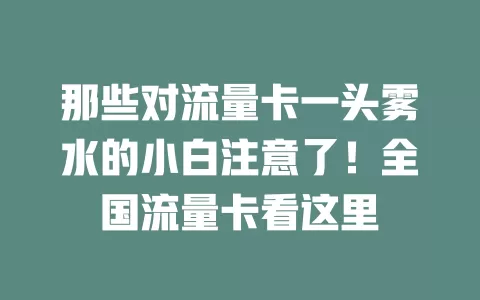 那些对流量卡一头雾水的小白注意了！全国流量卡看这里