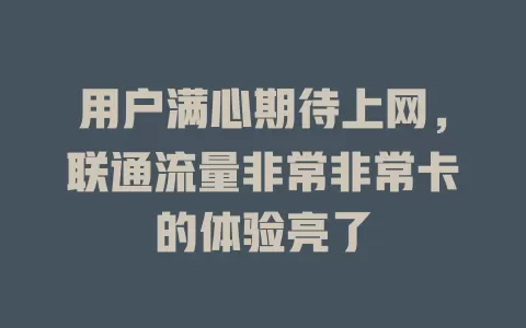 用户满心期待上网，联通流量非常非常卡的体验亮了