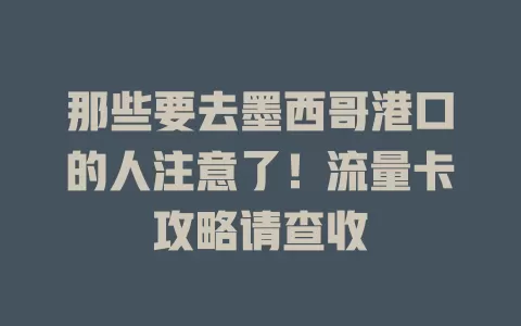 那些要去墨西哥港口的人注意了！流量卡攻略请查收