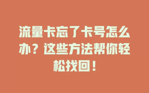 流量卡忘了卡号怎么办？这些方法帮你轻松找回！
