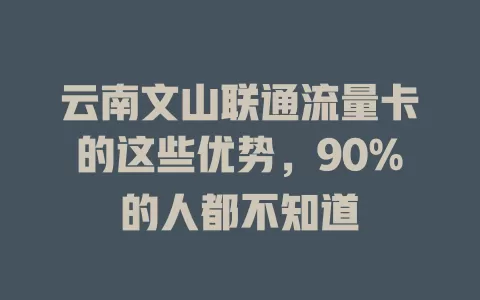 云南文山联通流量卡的这些优势，90%的人都不知道