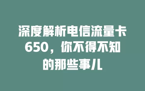 深度解析电信流量卡650，你不得不知的那些事儿
