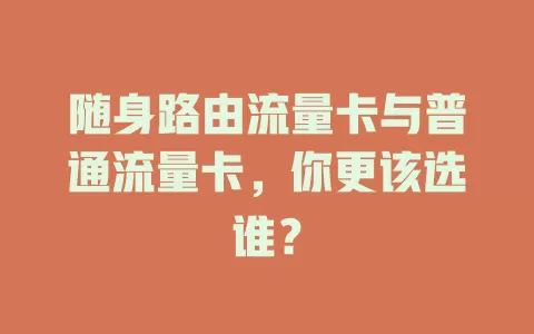 随身路由流量卡与普通流量卡，你更该选谁？