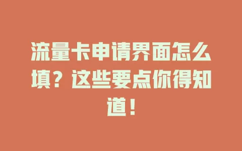 流量卡申请界面怎么填？这些要点你得知道！