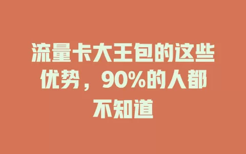 流量卡大王包的这些优势，90%的人都不知道