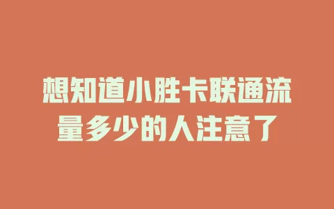 想知道小胜卡联通流量多少的人注意了