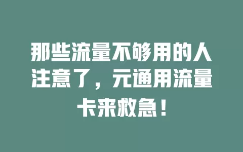 那些流量不够用的人注意了，元通用流量卡来救急！