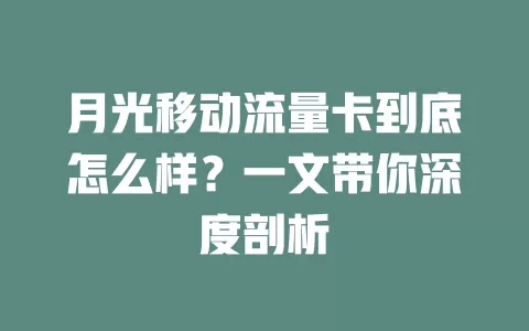 月光移动流量卡到底怎么样？一文带你深度剖析
