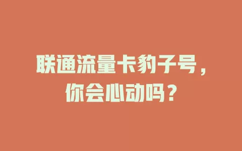 联通流量卡豹子号，你会心动吗？