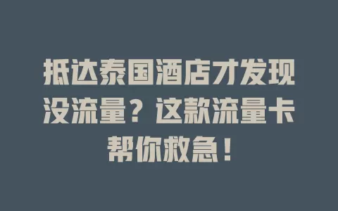 抵达泰国酒店才发现没流量？这款流量卡帮你救急！