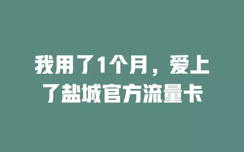 我用了1个月，爱上了盐城官方流量卡