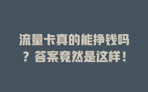 流量卡真的能挣钱吗？答案竟然是这样！
