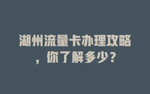 湖州流量卡办理攻略，你了解多少？