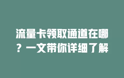 流量卡领取通道在哪？一文带你详细了解