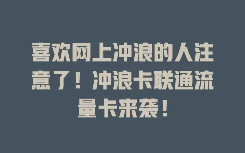 喜欢网上冲浪的人注意了！冲浪卡联通流量卡来袭！