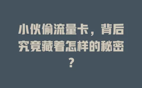 小伙偷流量卡，背后究竟藏着怎样的秘密？