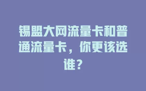 锡盟大网流量卡和普通流量卡，你更该选谁？