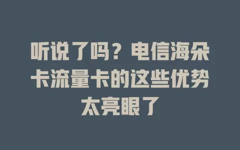 听说了吗？电信海朵卡流量卡的这些优势太亮眼了