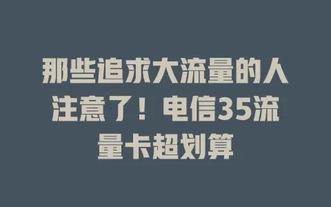那些追求大流量的人注意了！电信35流量卡超划算