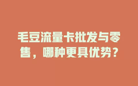 毛豆流量卡批发与零售，哪种更具优势？