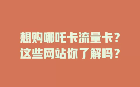 想购哪吒卡流量卡？这些网站你了解吗？