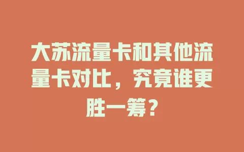 大苏流量卡和其他流量卡对比，究竟谁更胜一筹？