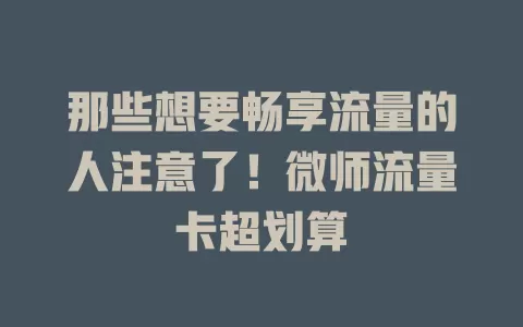 那些想要畅享流量的人注意了！微师流量卡超划算
